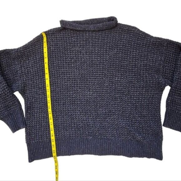 American Eagle waffle knit mock neck heather navy blue sweater XL - Picture 6 of 7